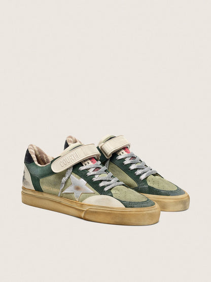 Men's Ball Star LAB in green suede with silver leather star and black suede heel tab