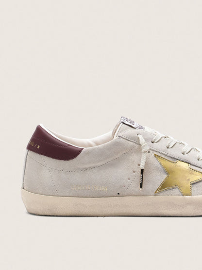Men's Super-Star CNY in ivory suede with metallic leather star and leather heel tab