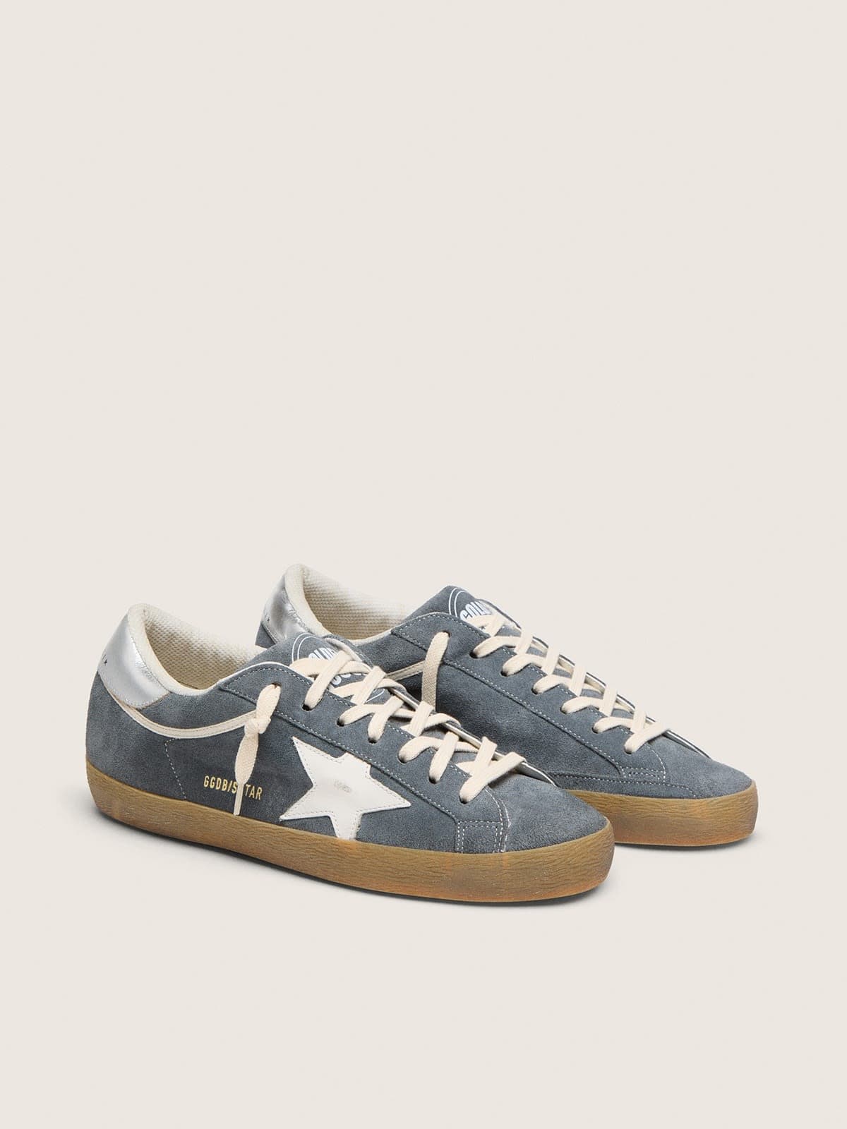 Men's Super-Star in gray suede with white leather star and silver leather heel tab