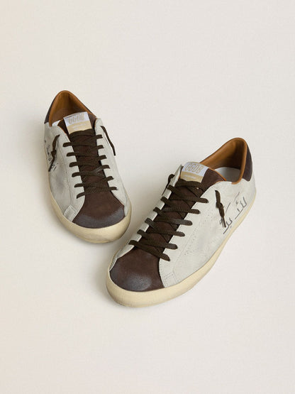 Men's Super-Star LTD in gray suede with perforated star and ebony suede tongue