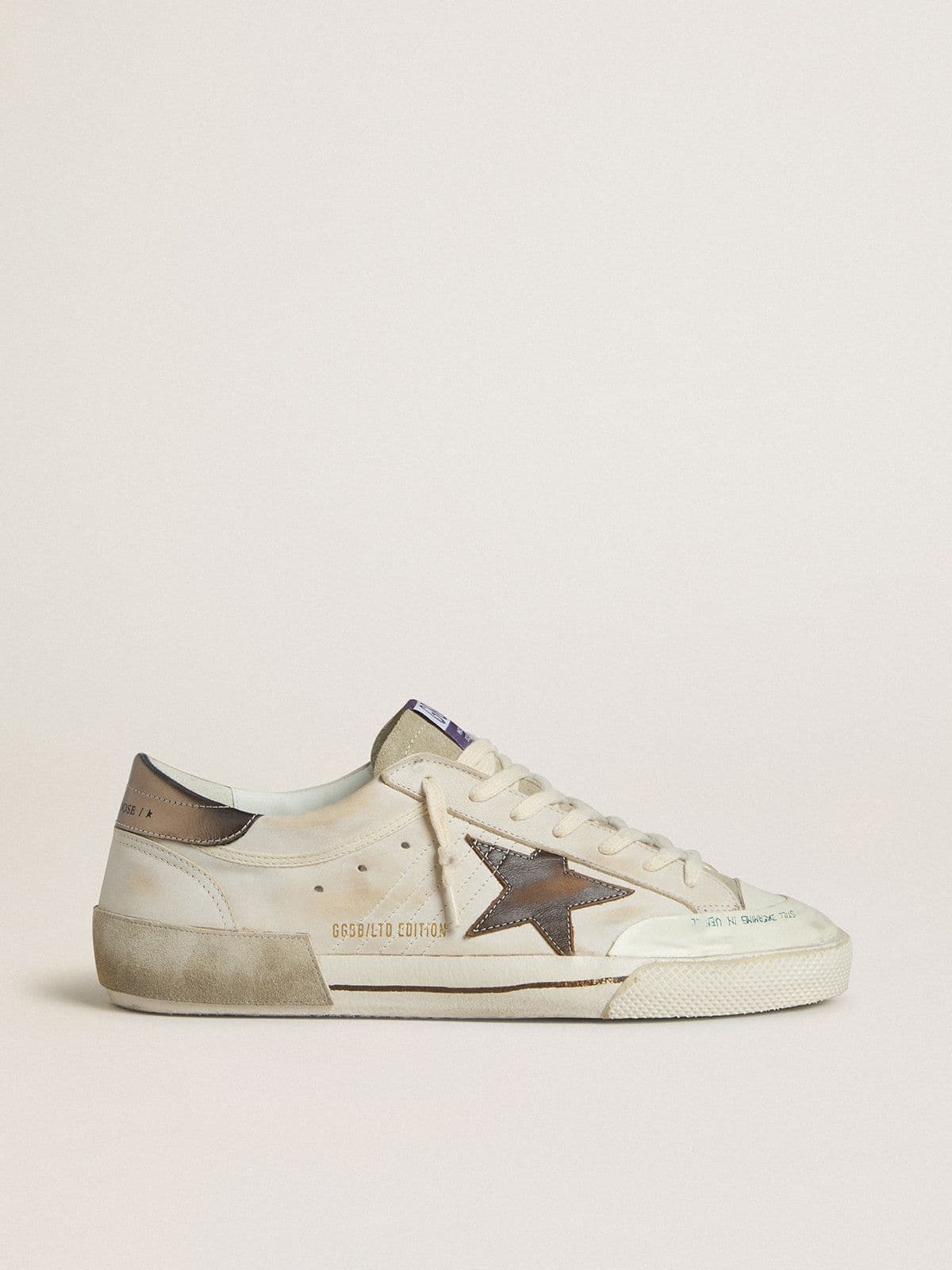 Men's Super-Star LTD in suede with brown leather star and metallic leather heel tab