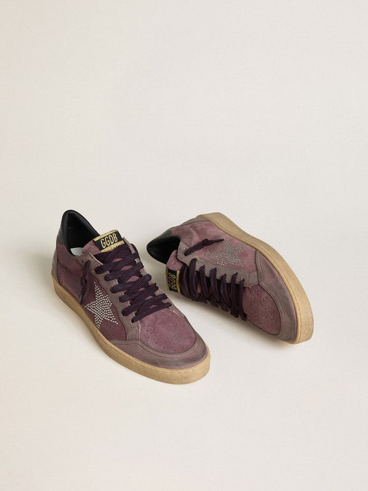 Men's Ball Star in purple suede with star with silver studs and black naplak heel tab