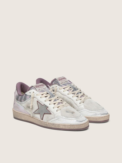 Men’s Ball Star LAB in white nylon and pony skin with silver star and lilac inserts