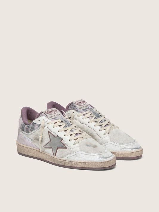 Men’s Ball Star LAB in white nylon and pony skin with silver star and lilac inserts