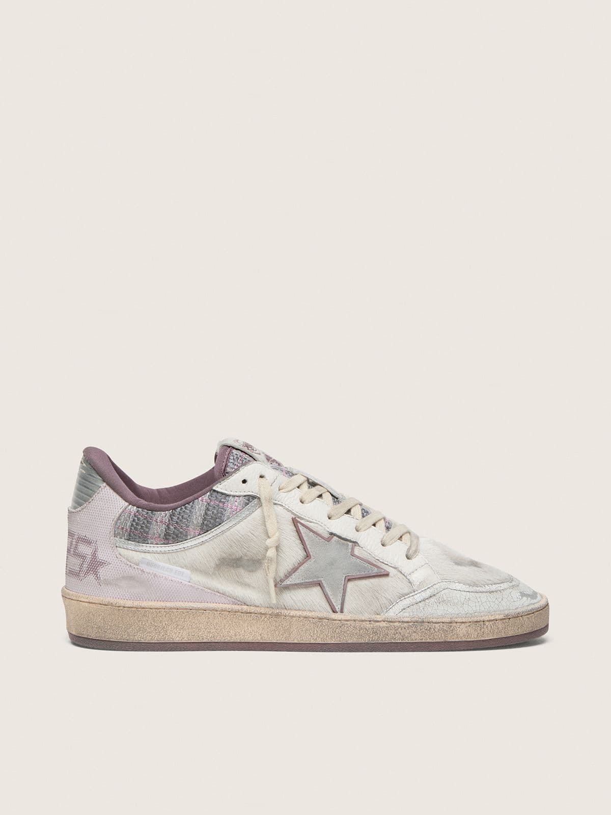 Men’s Ball Star LAB in white nylon and pony skin with silver star and lilac inserts