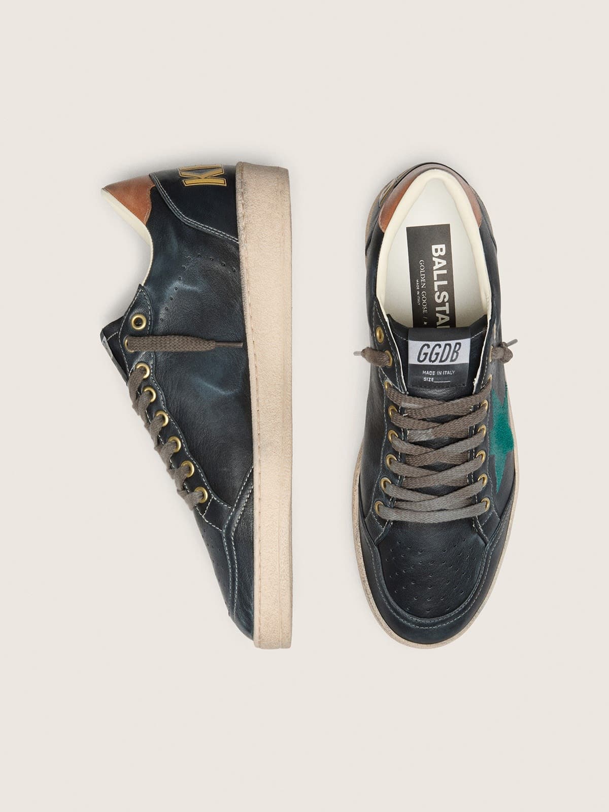 Men’s Ball Star LTD in black leather with green embroidered star