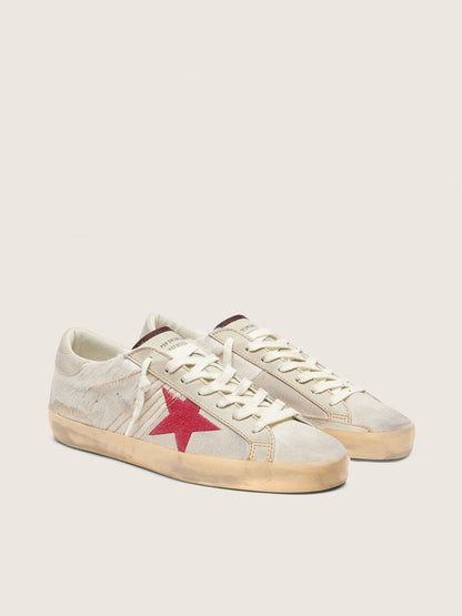 Men’s Super-Star LTD in white pony skin with red suede star
