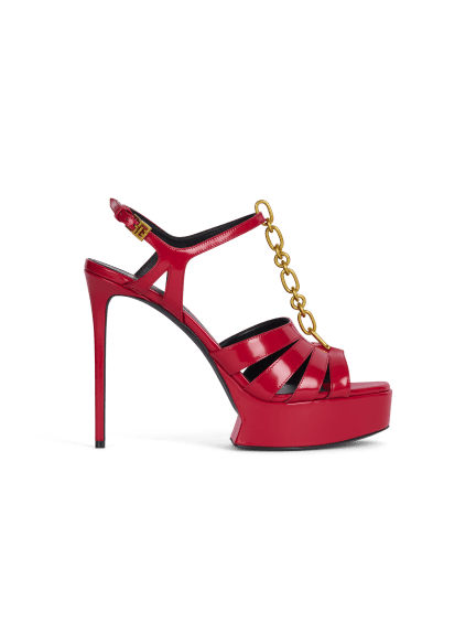 Sync platform sandals in patent lambskin