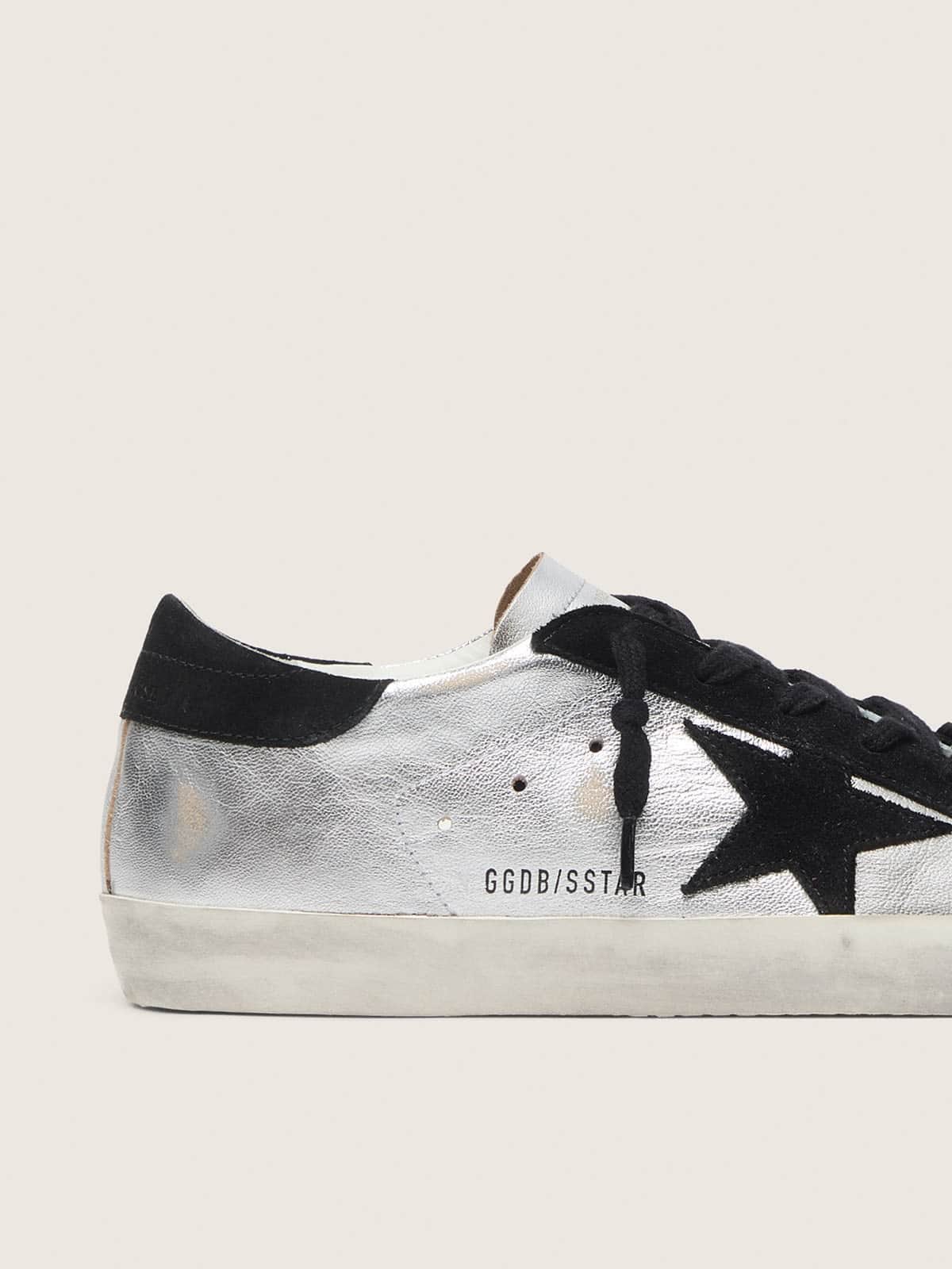 Women's Super-Star in silver leather with contrasting inserts