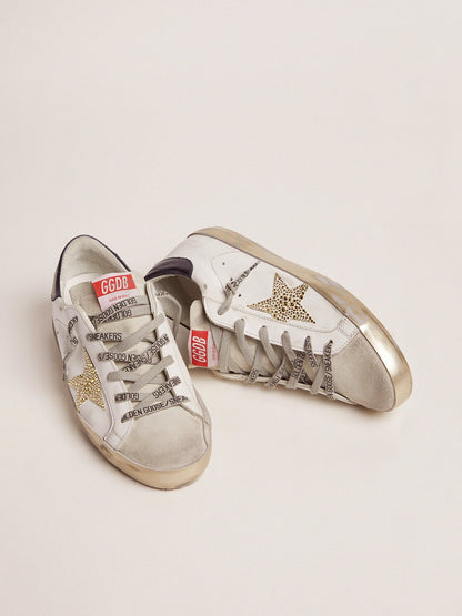Women’s Super-Star  with blue heel tab and Swarovski crystal star