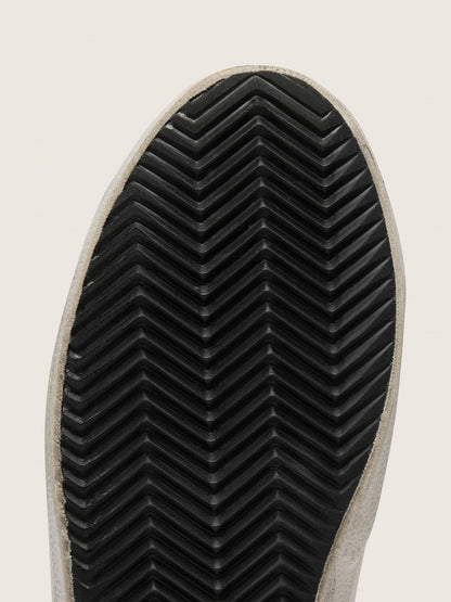 Women's Super-Star with white suede star and black croc-print leather heel tab