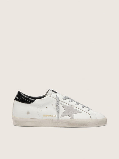 Women's Super-Star with white suede star and black croc-print leather heel tab