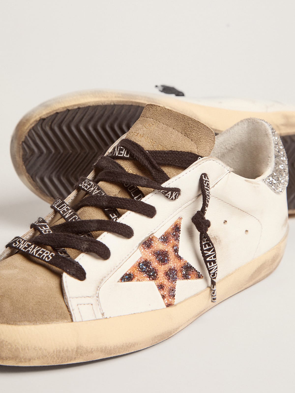Women's Super-Star  with leopard print and Swarovski crystal star