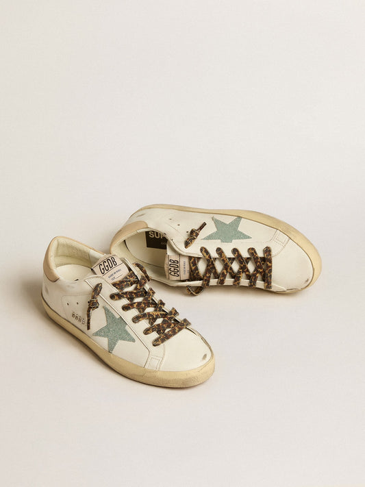 Women's Super-Star with gray glitter star and nude leather heel tab