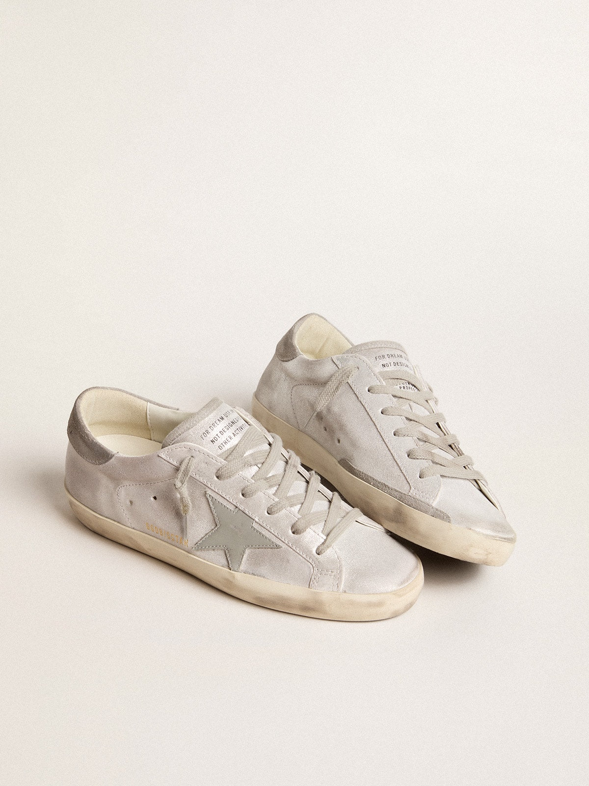 Super-Star sneakers in gray-white glitter-effect leather with leather star