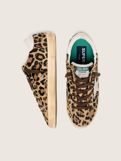 Women’s Super-Star  in leopard-print pony skin with leather star and heel tab