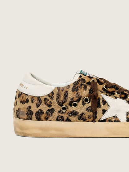 Women’s Super-Star  in leopard-print pony skin with leather star and heel tab