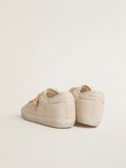 Super-Star in pearl-colored canvas with a tone-on-tone mesh effect star