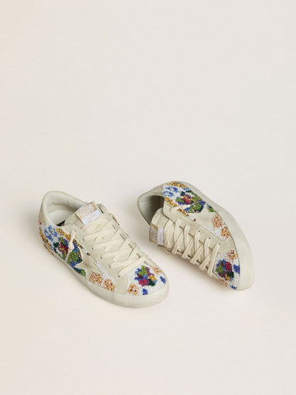 Women's Super-Star with multicolored beads and beige suede star
