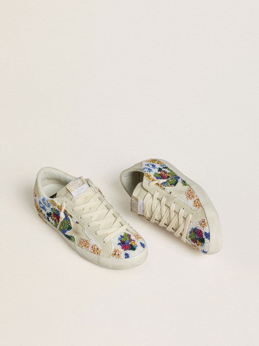 Women's Super-Star with multicolored beads and beige suede star