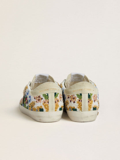Women's Super-Star with multicolored beads and beige suede star