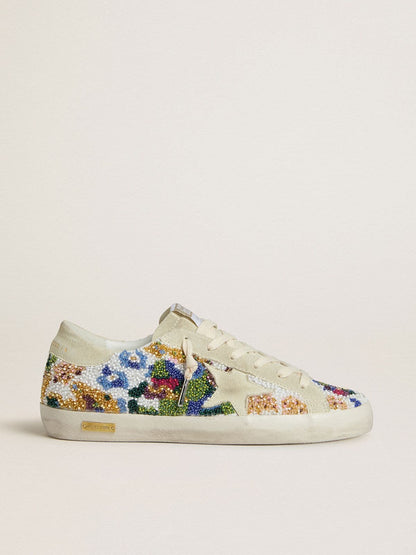 Women's Super-Star with multicolored beads and beige suede star