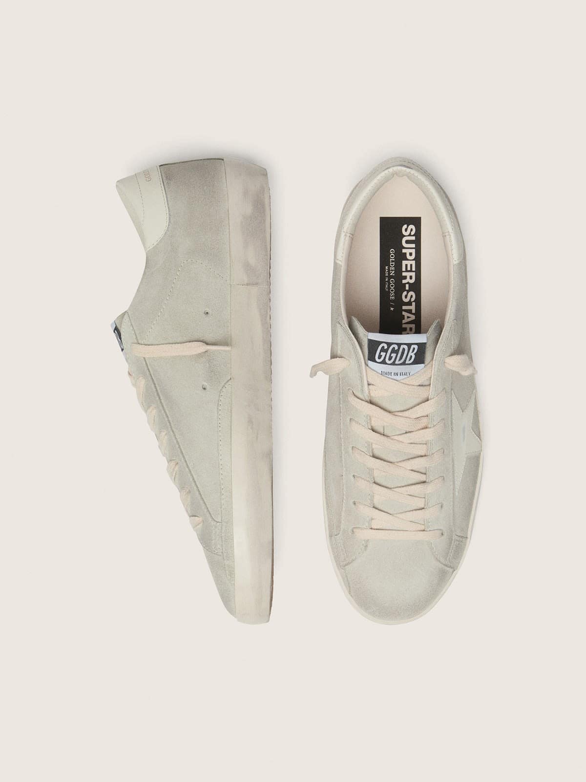 Women’s Super-Star in light gray suede with white leather star
