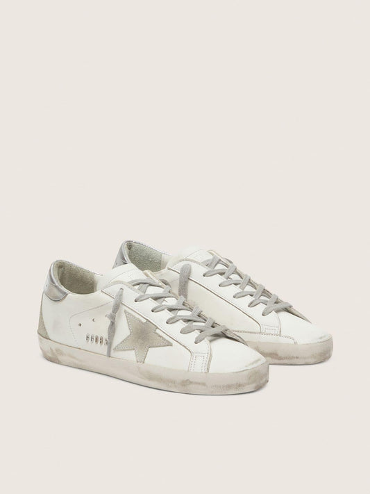 Women's Super-Star with silver heel tab and metal stud lettering