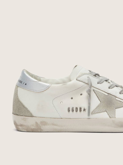 Women's Super-Star with silver heel tab and metal stud lettering