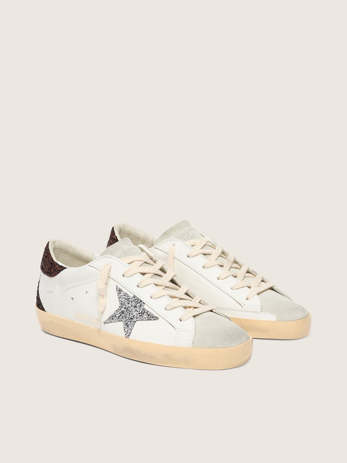 Women's Super-Star with silver glitter star and brown glitter heel tab
