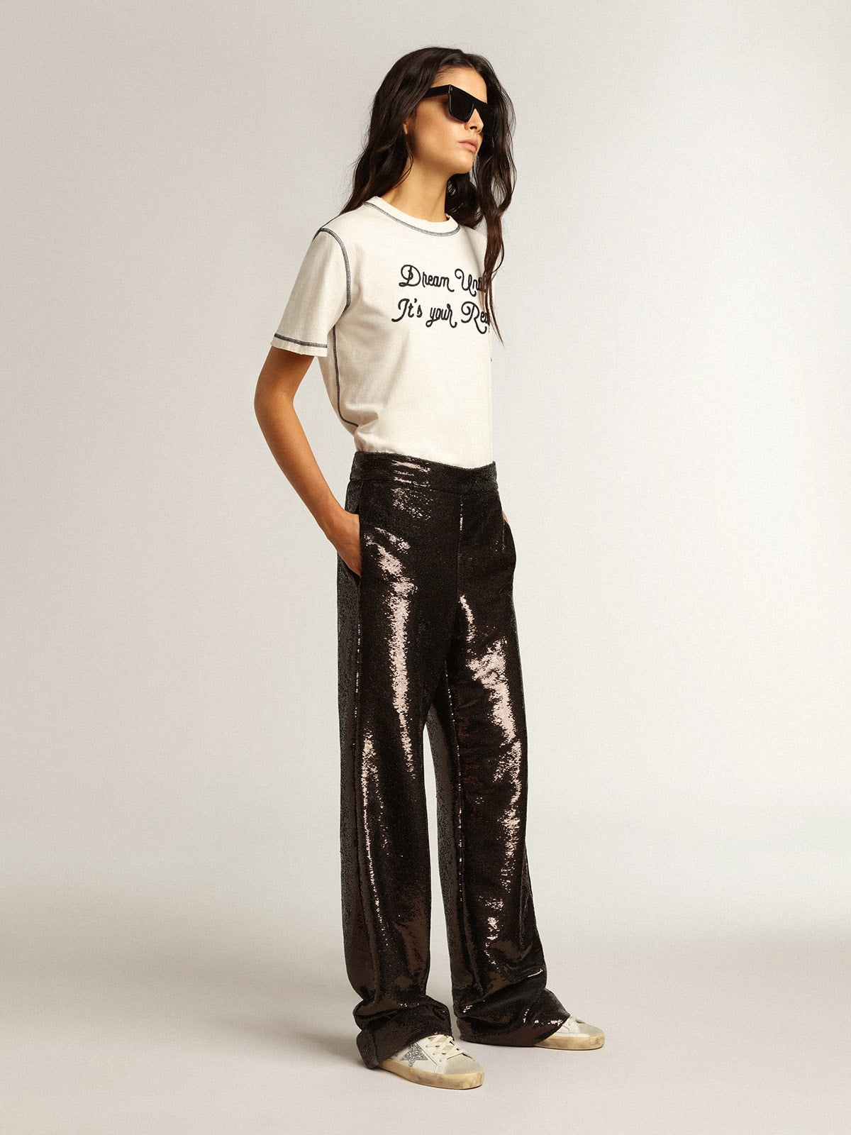 Women's Super-Star with silver glitter star and brown glitter heel tab