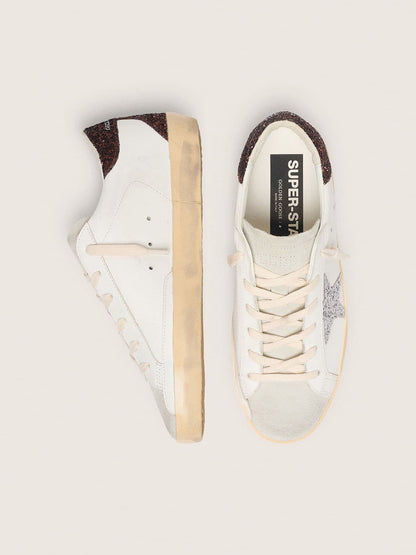Women's Super-Star with silver glitter star and brown glitter heel tab