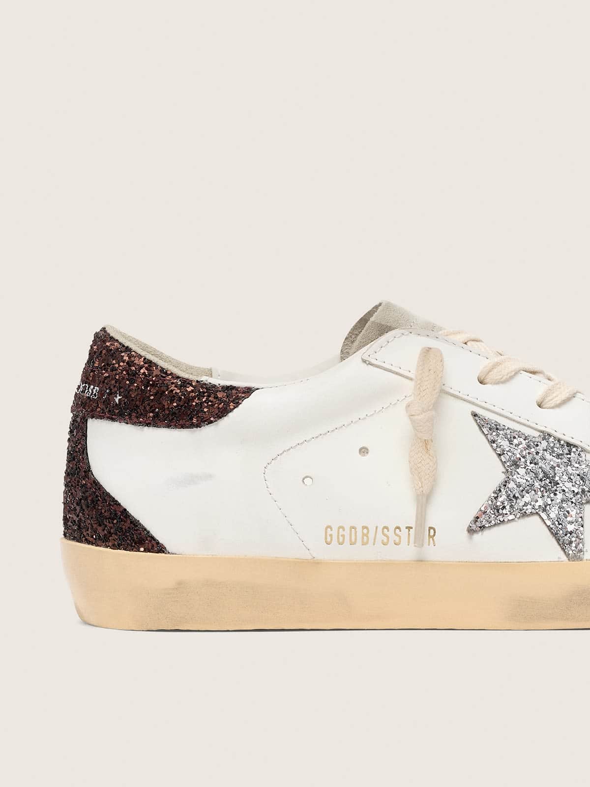 Women's Super-Star with silver glitter star and brown glitter heel tab