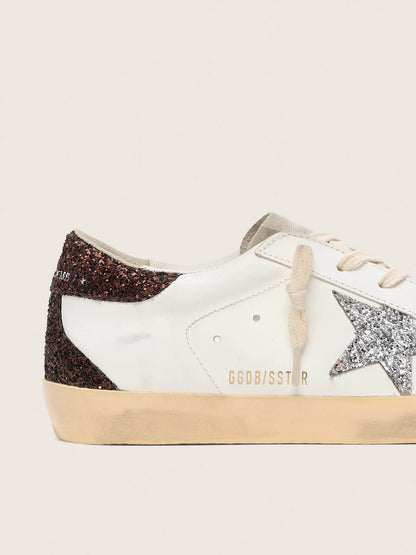 Women's Super-Star with silver glitter star and brown glitter heel tab
