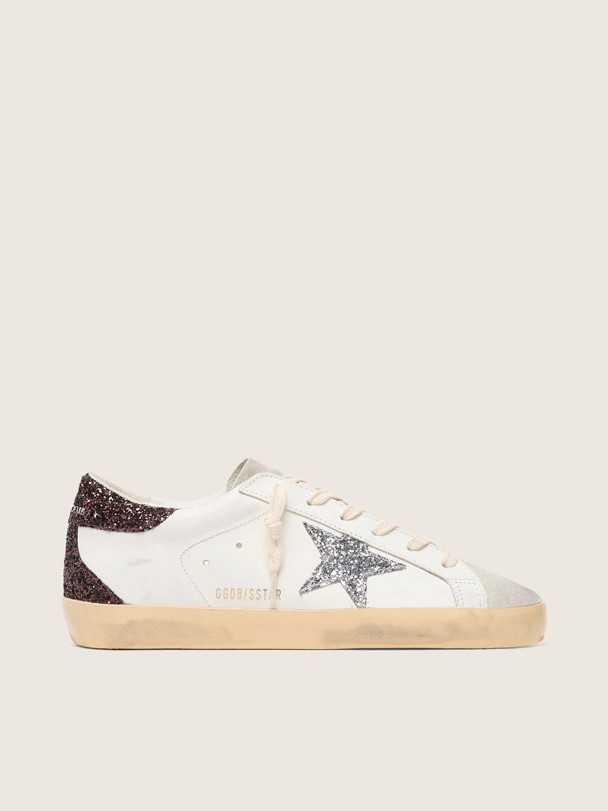 Women's Super-Star with silver glitter star and brown glitter heel tab