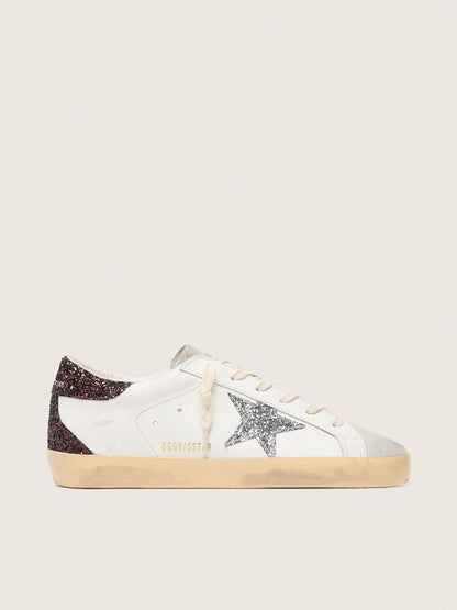 Women's Super-Star with silver glitter star and brown glitter heel tab