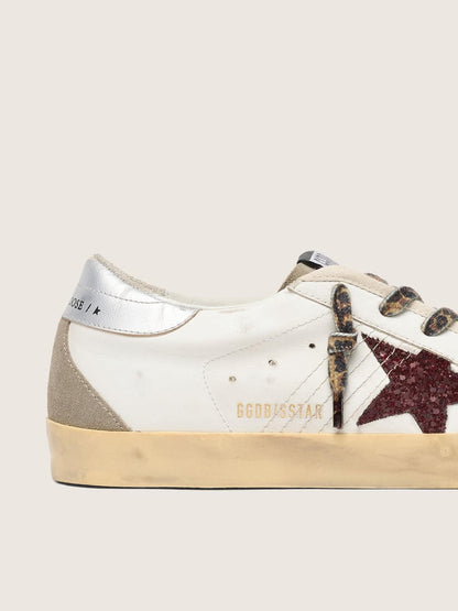 Super-Star with burgundy glitter star and silver heel tab