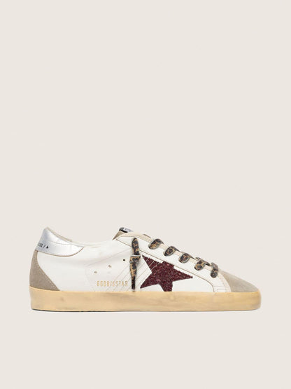 Super-Star with burgundy glitter star and silver heel tab