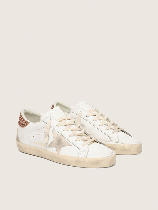 Women's Super-Star with a suede star and peach-pink glitter heel tab