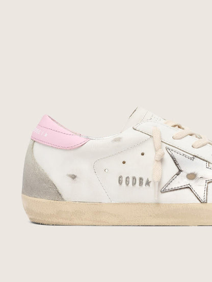 Women's Super-Star with silver leather star and pink heel tab