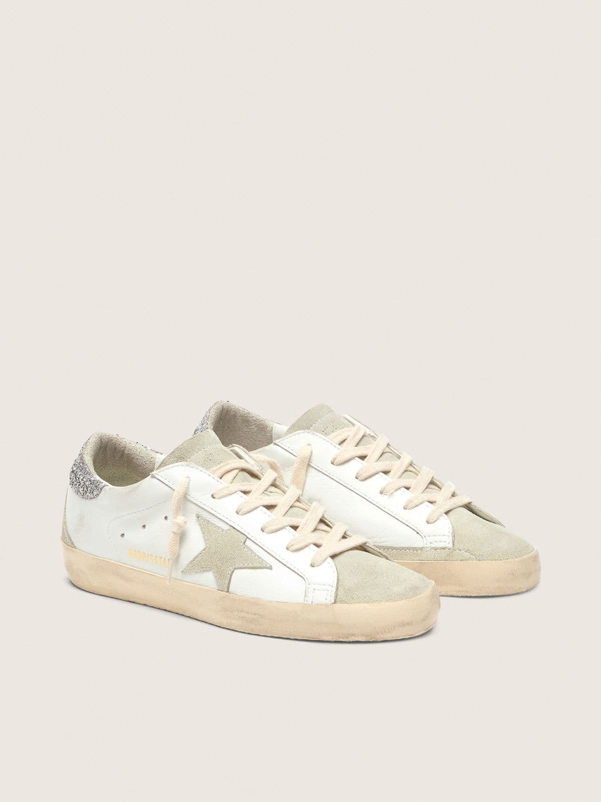 Women's Super-Star with gray star and silver glitter heel tab