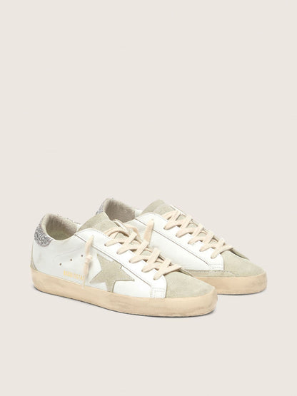 Women's Super-Star with gray star and silver glitter heel tab