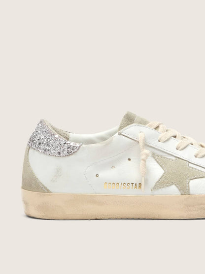 Women's Super-Star with gray star and silver glitter heel tab