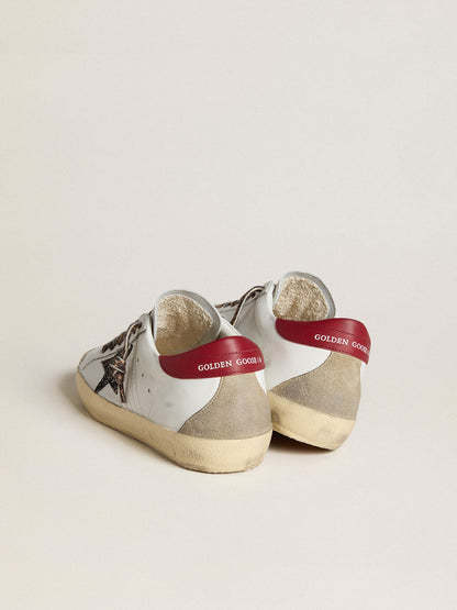 Women's Super-Star in nappa with glitter star and red nappa heel tab