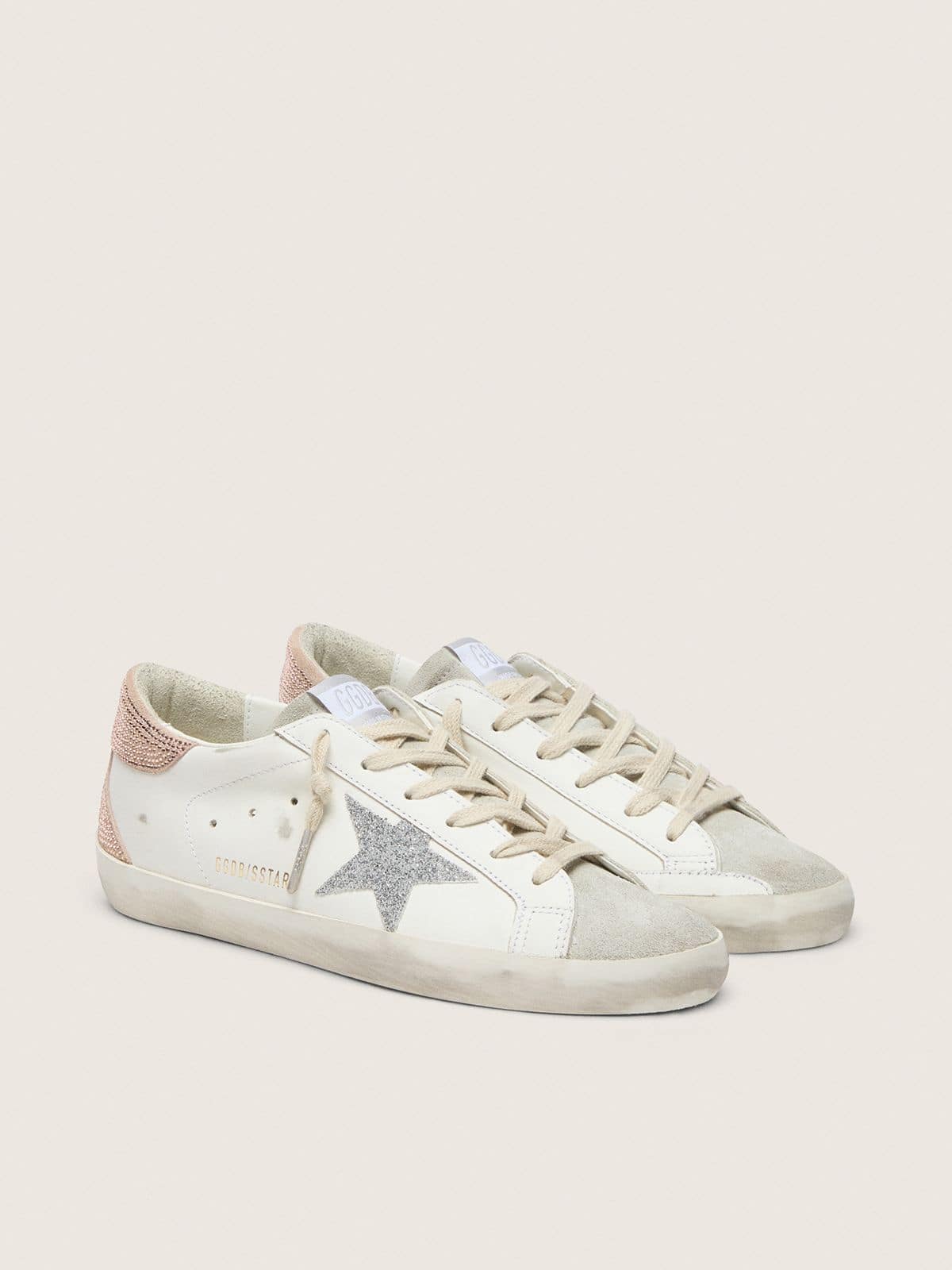 Women’s Super-Star in leather with Swarovski crystal star and heel tab