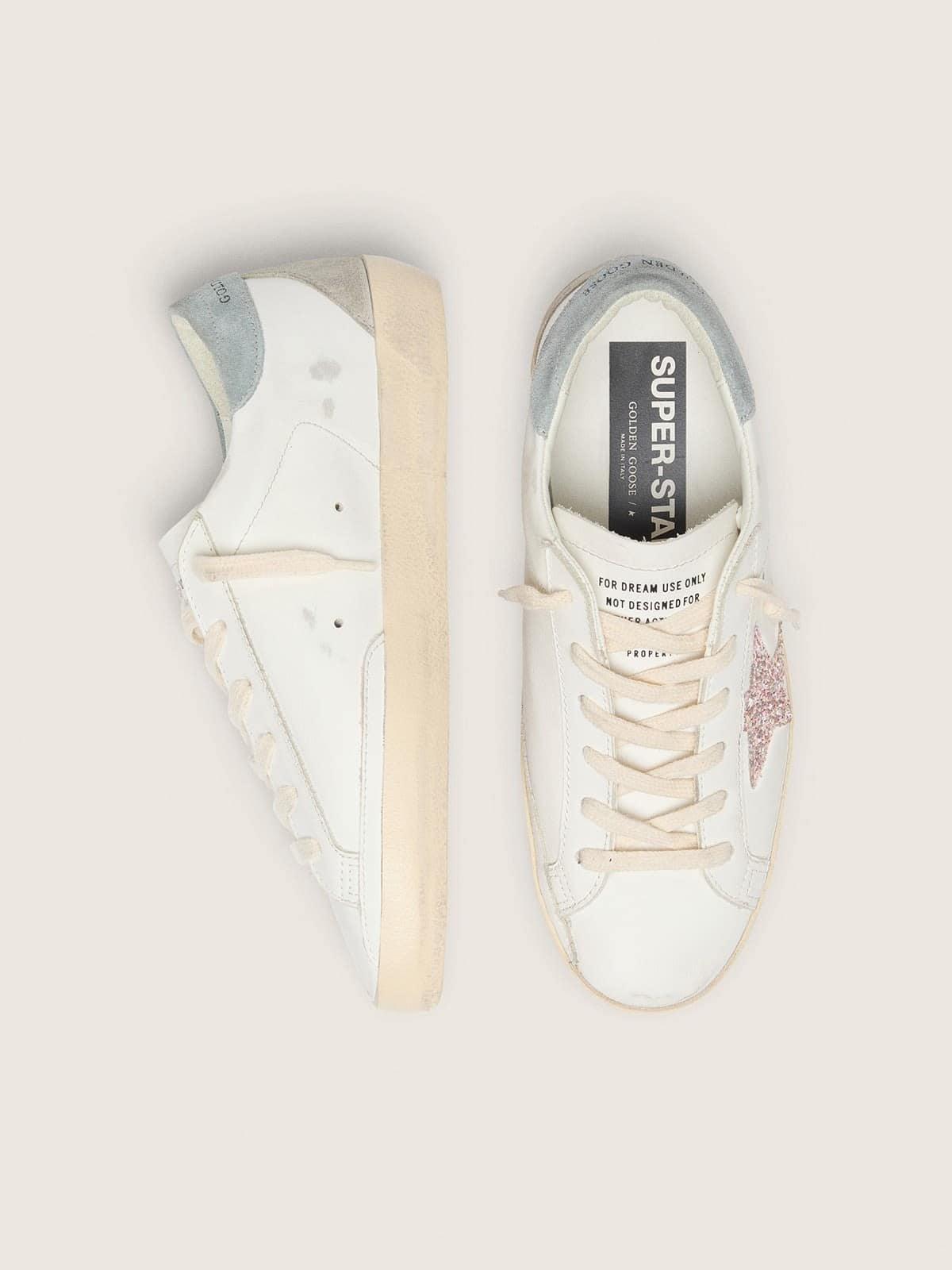 Women's Super-Star LTD with multicolor glitter star and suede heel tab