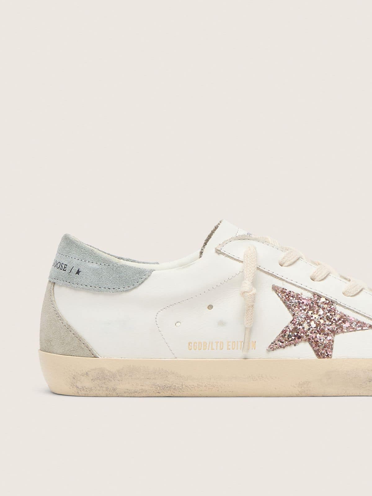Women's Super-Star LTD with multicolor glitter star and suede heel tab