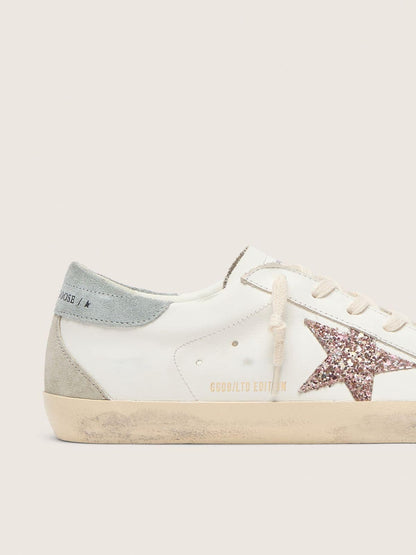 Women's Super-Star LTD with multicolor glitter star and suede heel tab