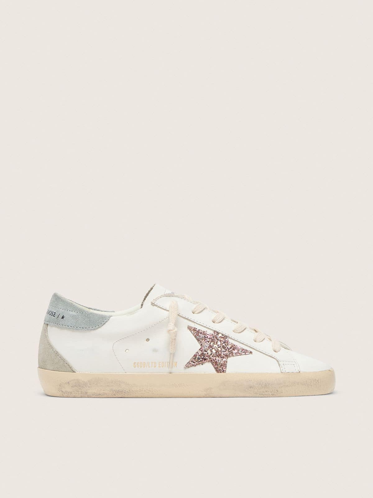 Women's Super-Star LTD with multicolor glitter star and suede heel tab