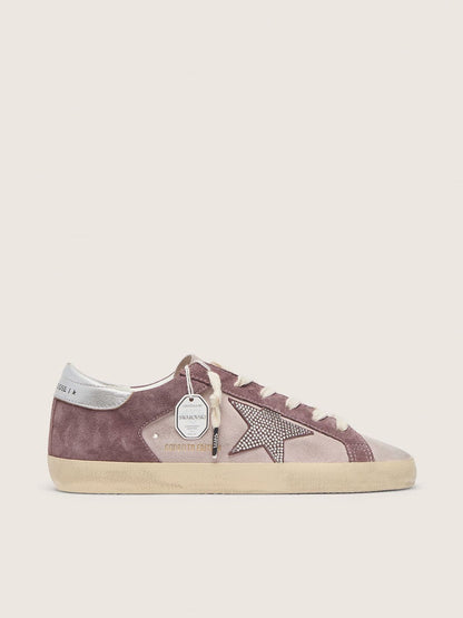 Woman's Super-Star in pale pink suede with suede star and platinum heel tab